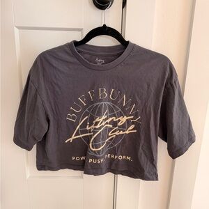 BuffBunny Charcoal Graphic Crop Top - lifting club crop tee